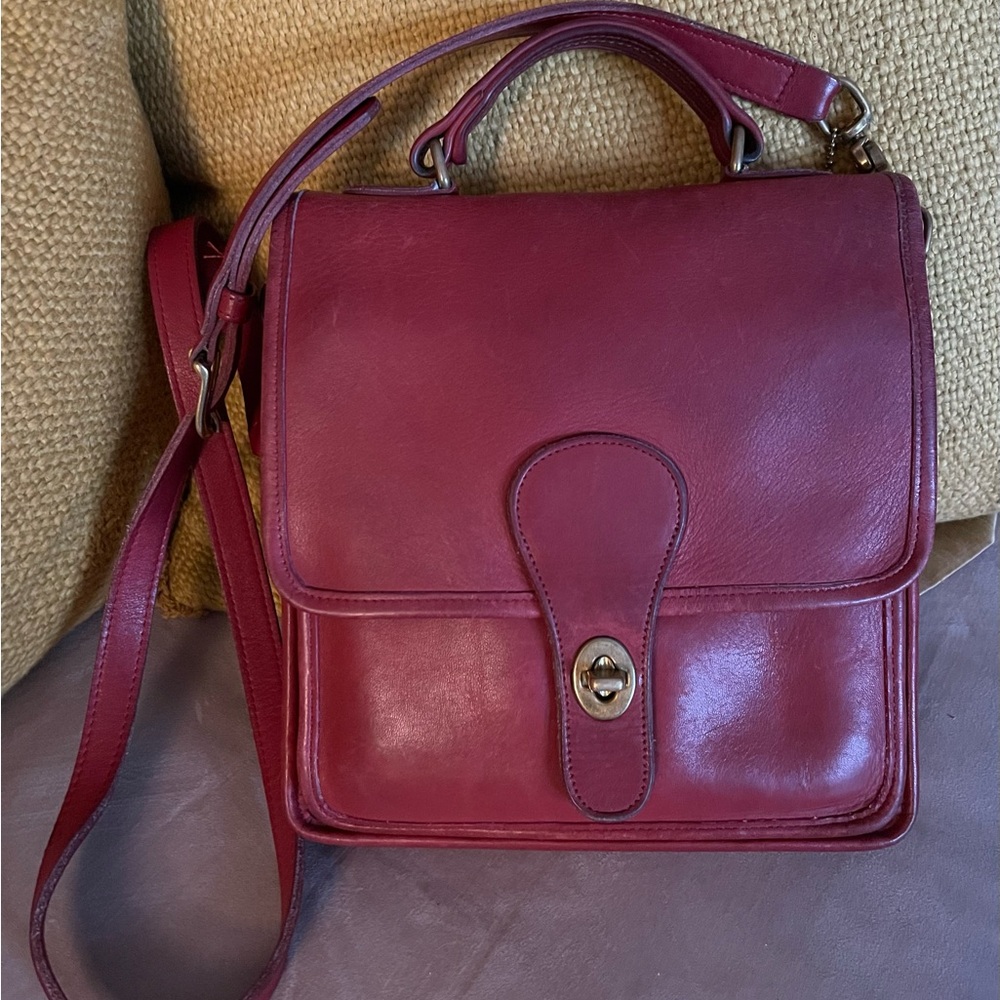 Authentic Vintage Coach Willis Red with Strap & Hangtag Brass Hardware Crossbody